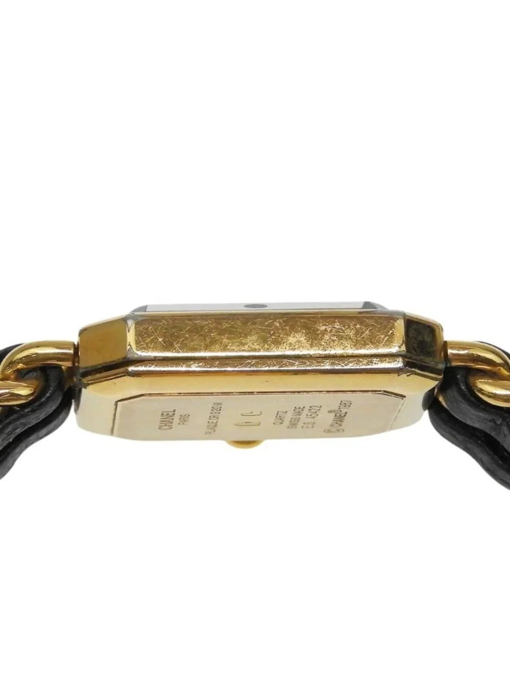 Chanel Premiere M Gold Plated Leather Quartz Analog Display Black Dial Watch